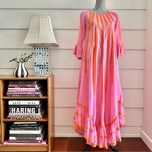 Vintage 1970s Mexican Cotton Maxi Dress Josefa Style 
Boho Artisan Dress